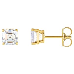 Asscher Cut Lab Grown Diamond Stud Earrings 1 2 Carat 14K Yellow Gold