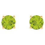 August Birthstone Peridot Stud Earrings 14K Gold