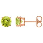 August Birthstone Peridot Stud Earrings 14K Rose Gold