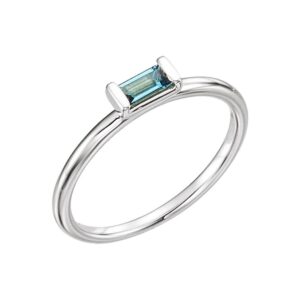 Baguette London Blue Topaz Stackable Ring 14K White Gold