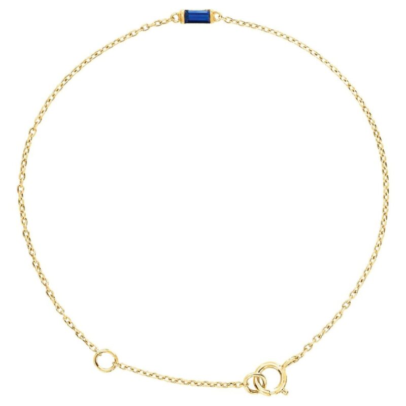 Baguette Natural Blue Sapphire Bracelet 14K Yellow Gold