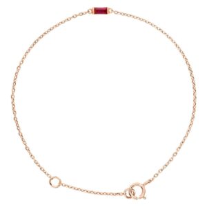 Baguette Natural Ruby Bracelet 14K Rose Gold