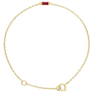 Baguette Natural Ruby Bracelet 14K Yellow Gold