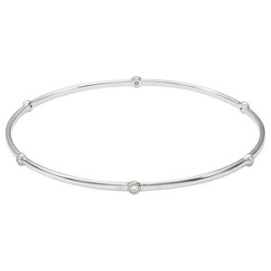 Bezel Set Diamond Bangle Bracelet 14K White Gold
