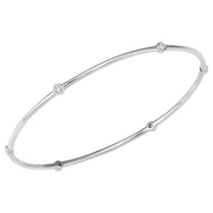Bezel Set Diamond Bangle Bracelet 14K White Gold for Women