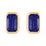 Bezel-Set Emerald Cut Blue Sapphire Stud Earrings 14K Gold Bezel-Set Emerald Cut Blue Sapphire Stud Earrings 14K Gold