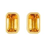 Bezel-Set Emerald Cut Citrine Stud Earrings 14K Gold Bezel-Set Emerald Cut Citrine Stud Earrings 14K Gold