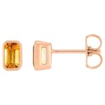Bezel-Set Emerald Cut Citrine Stud Earrings 14K Rose Gold Bezel-Set Emerald Cut Citrine Stud Earrings 14K Rose Gold