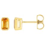 Bezel-Set Emerald Cut Citrine Stud Earrings 14K Yellow Gold Bezel-Set Emerald Cut Citrine Stud Earrings 14K Yellow Gold