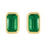 Bezel-Set Emerald Cut Emerald Stud Earrings 14K Gold Bezel-Set Emerald Cut Emerald Stud Earrings 14K Gold