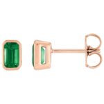 Bezel-Set Emerald Cut Emerald Stud Earrings 14K Rose Gold Bezel-Set Emerald Cut Emerald Stud Earrings 14K Rose Gold