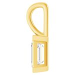 Bezel Set Emerald Cut Natural White Sapphire Solitaire Pendant 14K Yellow Gold