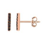 Black Diamond Bar Stud Earrings 14K Rose Gold Black Diamond Bar Stud Earrings 14K Rose Gold
