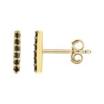 Black Diamond Bar Stud Earrings 14K Yellow Gold Black Diamond Bar Stud Earrings 14K Yellow Gold