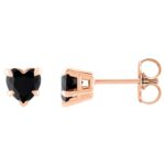 Black Onyx Heart Stud Earrings 14K Rose Gold Black Onyx Heart Stud Earrings 14K Rose Gold