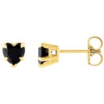 Black Onyx Heart Stud Earrings 14K Yellow Gold Black Onyx Heart Stud Earrings 14K Yellow Gold