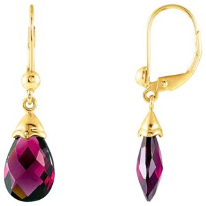 Briolette Brazilian Garnet Drop Earrings 14K Yellow Gold