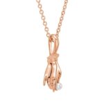 Buddha Hand Pearl Necklace 14K Rose Gold