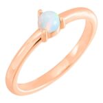 Cabochon Opal Birthstone Solitaire Stackable Ring 14K Rose Gold