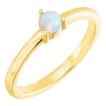 Cabochon Opal Birthstone Solitaire Stackable Ring 14K Yellow Gold