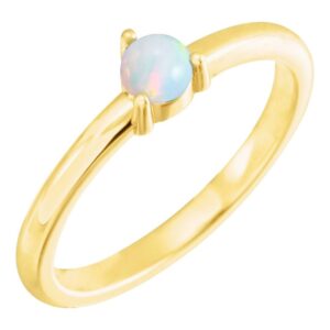 Cabochon Opal Birthstone Solitaire Stackable Ring 14K Yellow Gold