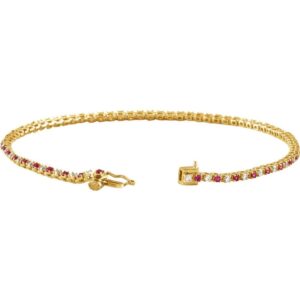 Cheap Ruby and Diamond Tennis Bracelet 14k Yellow Gold Hidden Clasp