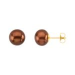 Chocolate Freshwater Pearl Stud Earrings 14K Yellow Gold