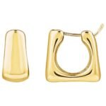 Chunky Square Hoop Earrings 14K Yellow Gold