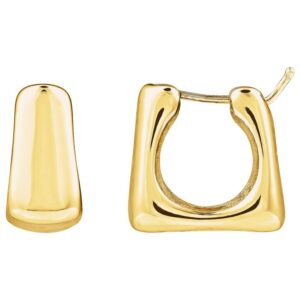 Chunky Square Hoop Earrings 14K Yellow Gold