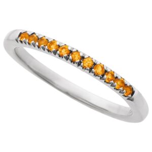 Citrine November Birthstone Stackable Ring 14K White Gold