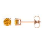 Citrine November Birthstone Stud Earrings 14K Rose Gold