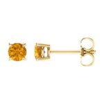 Citrine November Birthstone Stud Earrings 14K Yellow Gold