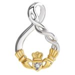 Claddagh Pendant 10K Yellow Gold, Sterling Silver and Diamond Claddagh Pendant 10K Yellow Gold, Sterling Silver and Diamond