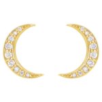 Crescent Moon Diamond Stud Earrings 14K Gold Crescent Moon Diamond Stud Earrings 14K Gold