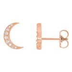 Crescent Moon Diamond Stud Earrings 14K Rose Gold Crescent Moon Diamond Stud Earrings 14K Rose Gold