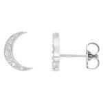 Crescent Moon Diamond Stud Earrings 14K White Gold Crescent Moon Diamond Stud Earrings 14K White Gold