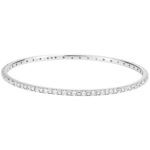 Cubic Zirconia Bangle Bracelet Sterling Silver 2 mm