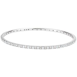 Cubic Zirconia Bangle Bracelet Sterling Silver 2 mm