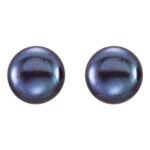 Cultured Black Freshwater Button Pearl Stud Earrings Small to Large 14K Gold