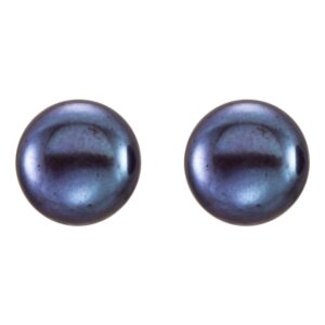 Cultured Black Freshwater Button Pearl Stud Earrings Small to Large 14K Gold
