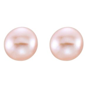 Cultured Freshwater Pink Pearl Stud Earrings 14K Yellow Gold Small to Large Sizes