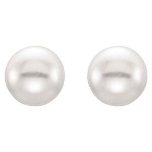 Cultured White Freshwater Button Pearl Stud Earrings Small to Large 14K Yellow Gold