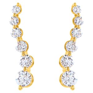 Curved 1 2 Carat Diamond Journey Earrings 14K Yellow Gold