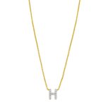 14K Yellow Gold Mini Diamond H Initial Pendant Necklace 14K Yellow Gold Mini Diamond H Initial Pendant Necklace