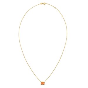 Solid 14K Yellow Gold Emerald Cut Citrine Necklace