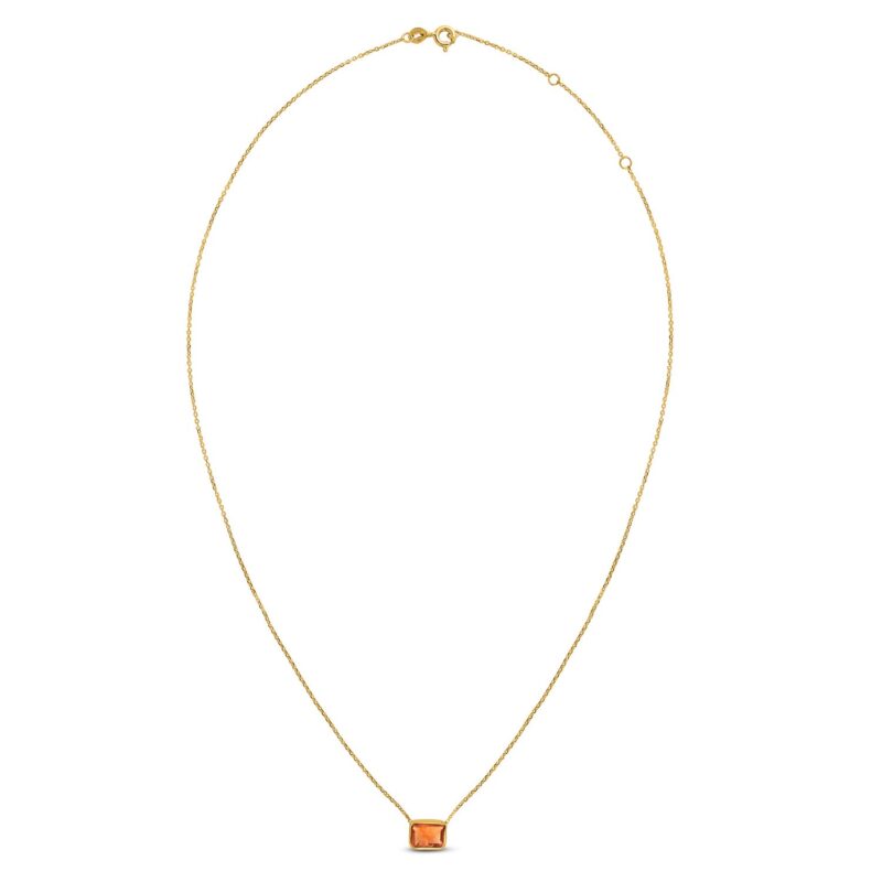 Solid 14K Yellow Gold Emerald Cut Citrine Necklace