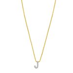 14K Yellow Gold Mini Diamond J Initial Pendant Necklace