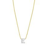 14K Yellow Gold Mini Diamond E Initial Pendant Necklace