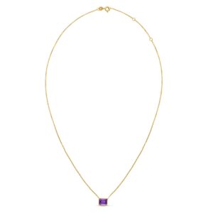 14K Yellow Gold Emerald Cut Amethyst Necklace