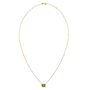 14K Yellow Gold Emerald Cut Peridot Necklace